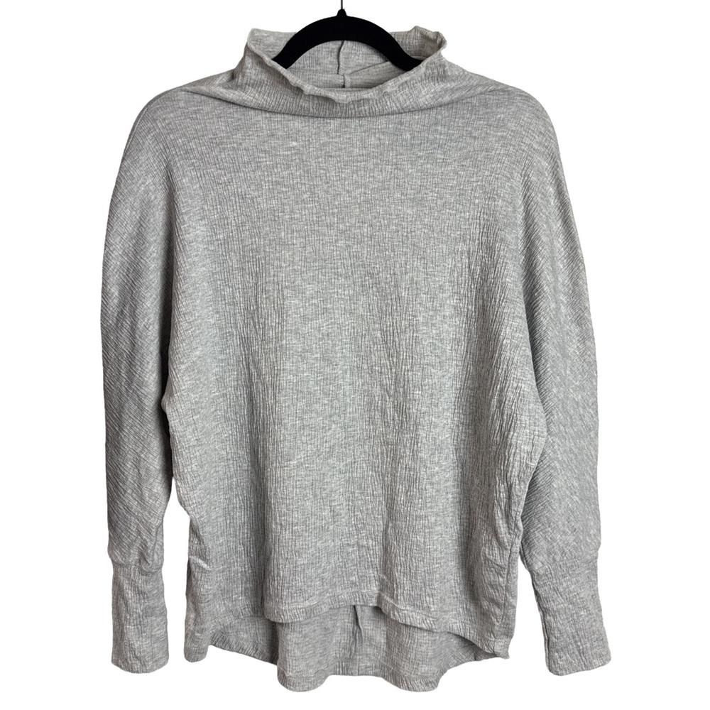Manduka Gray Ribbed Cowl Neck Long Sleeve Top Size Medium